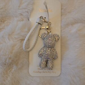 Rhinestone Bear Keychain with Gold Accents